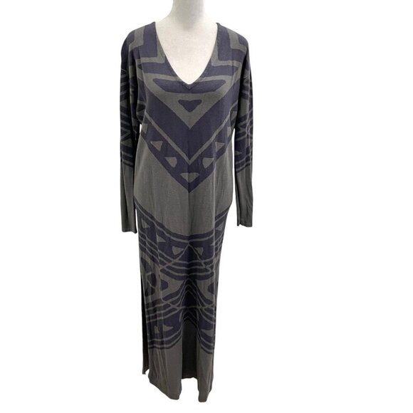 Free People Aztec Boho Bohemian Southwestern Side Slit Sweater Dress size Large - Picture 1 of 11